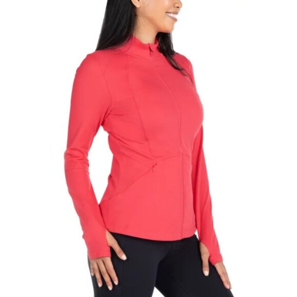 NWT Spyder Women's Yoga Jacket, Pink (Bright Coral, Back Ventilation, Thumbholes - Picture 6 of 6